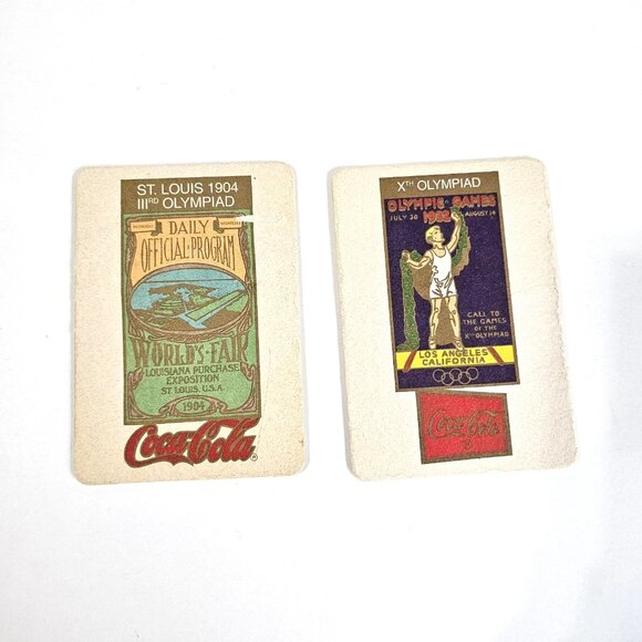 Coca Cola Olympic 1904 St Louis 1932 Los Angeles Coaster Card - Picture 1 of 10